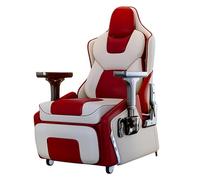 LMXRYPD Silla reclinable para juegos para adultos, silla de salón de piel sintética con reposapiés, sofá ergonómico reclinable de 180° con soporte lumbar para sala de estar y oficina (rojo)