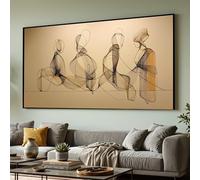 LMYCHENG Cuadro abstracto de figuras de alambre sobre lienzo, decoración minimalista, pintura de siluetas de arte lineal, mural contemporáneo para sala de estar (35x60cm/sin marco)