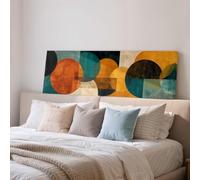 LMYCHENG Cuadro abstracto de mediados de siglo, pintura panorámica horizontal alargada sobre lienzo, estampado de círculos geométricos coloridos para decoración del hogar (20x60cm/sin marco)