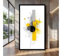 LMYCHENG Cuadro abstracto geométrico para pared, pósteres de formas amarillas y negras, pintura minimalista para decoración del hogar, lámina de arte contemporáneo (45x80cm/marco interno)