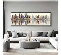 LMYCHENG Cuadro abstracto horizontal de naturaleza, pintura de paisaje moderno, lienzo con estampado de montaña para oficinas y pasillos (65 x 195 cm/Marco interno).