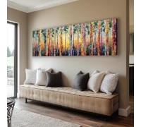LMYCHENG Cuadro abstracto moderno de naturaleza con motivos horizontales estrechos, pintura al óleo de árbol abstracto, impresión en lienzo para oficinas o pasillos (65x195cm/sin marco).