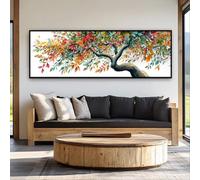 LMYCHENG Cuadro al óleo de naturaleza con marco horizontal estrecho, impresión sobre lienzo, pósteres modernos abstractos, arte mural de naturaleza para oficinas o pasillos (70x210cm/marco interno).