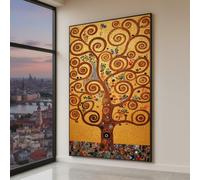 LMYCHENG Cuadro al óleo sobre lienzo del clásico Árbol de la Vida de Klimt, arte mural con ramas doradas en espiral, pósteres de arte abstracto moderno sobre lienzo (70x130cm/sin marco)