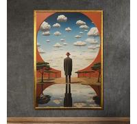 LMYCHENG Cuadro clásico en lienzo de Magritte, arte mural surrealista: Pósteres e impresiones de Hombre con sombrero rojo, para sala de estar, decoración del hogar (70 x 110 cm/sin marco)