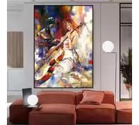 LMYCHENG Cuadro de arte de pared abstracto nórdico, lienzo de violín, pintura de guitarra, póster impreso para sala de estar, academia de música, decoración del hogar, 50 x 70 cm, marco