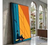 LMYCHENG Cuadro de silueta leyendo, arte mural con sombra de ventana, decoración contemporánea para el hogar, lienzos con figuras abstractas (40x70cm/marco interno)