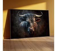 LMYCHENG Cuadro de toro en lienzo, arte mural de animales poderosos, obra de arte de fuerza salvaje, póster rústico masculino e impresiones, decoración única (70 x 100 cm/sin marco)