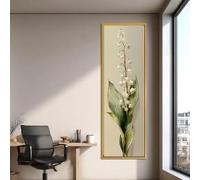 LMYCHENG Cuadro decorativo de lirios del valle con estampado botánico minimalista de flores para dormitorio o sala de estar (45 x 135 cm/Marco interno).