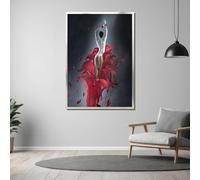 LMYCHENG Cuadro en lienzo Abrazo de pétalos rojos: arte mural de mujer desnuda para una elegante decoración del hogar, arte romántico, pósteres e impresiones estéticos (80 x 120 cm/marco interior)