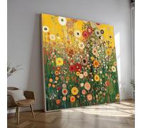 LMYCHENG Cuadro en lienzo de Gustav Klimt Pradera, arte abstracto de flores para pared, pósteres y láminas de jardines coloridos, obra de arte moderna para decoración del hogar (70x70cm/sin marco)