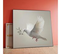 LMYCHENG Cuadro en lienzo de una paloma blanca con una rama de olivo, símbolo de la paz, pósteres e impresiones minimalistas, decoración espiritual para el hogar (30 x 30 cm/sin marco)