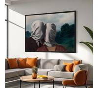 LMYCHENG Cuadro en lienzo Los amantes de René Magritte, obra maestra surrealista, póster e impresión únicos para mural de arte romántico (70 x 100 cm/sin marco)