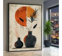 LMYCHENG Cuadro minimalista de líneas con rostro bohemio, arte de pared sobre lienzo, impresión botánica abstracta en jarrón para la decoración del hogar en la sala de estar (60x90cm/sin marco)
