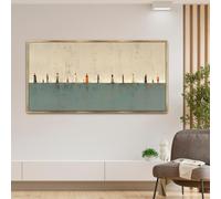 LMYCHENG Cuadro minimalista en tonos beige y verde, lienzo ancho para galería, póster de arte abstracto, pintura al óleo sencilla (60x120cm/marco interno)