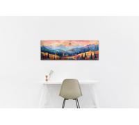 LMYCHENG Cuadro panorámico de montaña al óleo sobre lienzo, arte mural de montaña de estilo moderno de mediados de siglo, pósteres y láminas para decoración del hogar (30x90cm/marco interno)