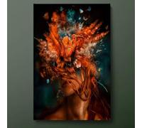 LMYCHENG Imágenes abstractas de rostros de mujer, arte mural en lienzo, pósteres e impresiones de retratos de pájaros y mujeres, pintura surrealista de una niña, marco de 60 x 90 cm