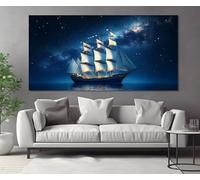 LMYCHENG Impresión en lienzo de un majestuoso velero, pintura del cielo, arte mural vintage de vela, pósteres de barcos antiguos, decoración náutica (20 x 40 cm/sin marco)