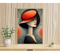 LMYCHENG Lámina ilustrada de moda: Póster con retrato de mujer elegante, pintura abstracta sobre lienzo para sala de estar, decoración de pared para el hogar (70x110cm/marco interno)