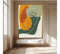 LMYCHENG Lienzo abstracto de líneas, arte minimalista de pared con rostros, retrato bohemio moderno, pósteres de decoración del hogar de estilo escandinavo (50 x 75 cm/sin marco)