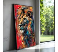 LMYCHENG Lienzo con imagen de león, retrato colorido de animal para pared, póster y láminas abstractas de vida silvestre, ilustración moderna de león para decoración (40x70cm/sin marco)