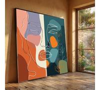 LMYCHENG Lienzo con retrato abstracto lineal, arte mural minimalista, pósteres de retratos femeninos contemporáneos, pintura decorativa colorida para el hogar (50x50cm/sin marco)