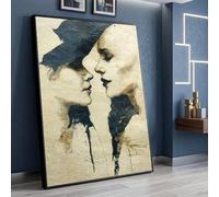LMYCHENG Lienzo con retrato de un abrazo íntimo, arte de pared de estilo vintage, pósteres con rostros, pintura artística romántica para la decoración del hogar (60x90cm/sin marco)