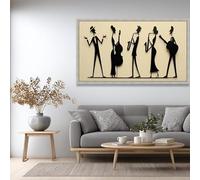 LMYCHENG Lienzo decorativo de una banda de jazz, silueta negra, pósteres e impresiones de instrumentos musicales, decoración moderna para el hogar (45 x 80 cm/marco interior)