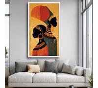 LMYCHENG Lienzos con siluetas elegantes de mujeres, arte mural étnico y cultural, pintura al óleo de retrato abstracto, decoración en naranja y negro (80x140cm/sin marco)