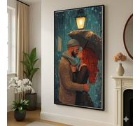 LMYCHENG Pareja romántica bajo la lluvia, cuadro de amor con paraguas, lienzo para pared, decoración, pósteres e impresiones modernos (50 x 90 cm/sin marco)