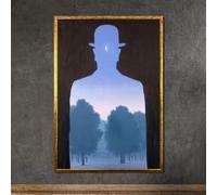 LMYCHENG Pintura al óleo clásica de Magritte, lienzo surrealista para pared: pósteres e impresiones de bosques iluminados por la luna, para decoración del hogar (70 x 110 cm/marco interior)