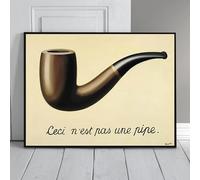 LMYCHENG Póster de René Magritte La Pipa, arte surrealista clásico, pintura al óleo para sala de estar, decoración de pared del hogar (50 x 75 cm/sin marco)