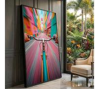 LMYCHENG Póster de un paseo en bicicleta colorido, pintura en lienzo de un callejón urbano, arte mural urbano moderno para sala de estar, decoración del hogar (70 x 130 cm/sin marco)