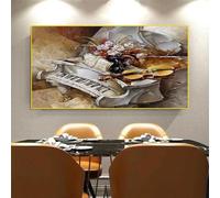 LMYCHENG Póster de violín y piano, decoración del hogar, lienzo impreso, arte de pared, para sala de estar moderna, dormitorio, marco de 50 x 100 cm.