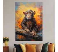 LMYCHENG Pósteres abstractos de monos, impresiones artísticas en lienzo: acuarela de animales salvajes, para sala de estar, decoración de pared del hogar (80 x 120 cm/marco interior)