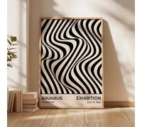 LMYCHENG Pósteres de la exposición de 1923, láminas con ilusión óptica ondulada en blanco y negro para pared, pintura de galería de arte pop abstracto retro (50x70cm/sin marco).