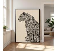 LMYCHENG Pósters con perfil de guepardo, arte mural de animales en blanco y negro, pintura minimalista sobre lienzo de vida silvestre, obra de arte lista para colgar (60x90cm/marco interno).