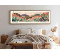 LMYCHENG Pósters de Yayoi Kusama, arte mural de paisajes, decoración de salón estilo nórdico japonés, impresión en lienzo horizontal (65x195cm/marco interno)