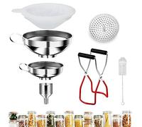 LMYKH Juego de 7 embudos de acero inoxidable, embudo de mermelada de cocina, con elevador de tarros y filtro para transferir especias, líquidos, frijoles, mermeladas