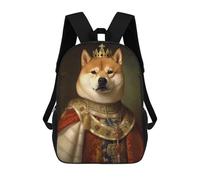 LMYmoney Mochila Infantil Impresa En 3D Shiba Inu The King Mochila Escolar Ligera De Viaje Mochila Escolar De Moda Para Niños Y Estudiantes 17inch