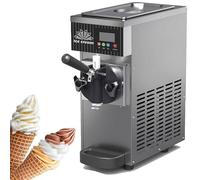 LMYYDES Máquina para Hacer Helados de un Solo Sabor, máquina para Hacer Helados Suaves, Capacidad de 4 a 8 kg/h, tolva refrigerada de 3,5 l, Tanque de congelación de 1 l Silver-450W