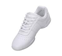 Lnafan Zapatos de baile de entrenamiento de animadoras con cordones para gimnasio, aeróbicos deportivos para mujer, White, 42 EU