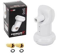 LNB Premium X Single - 1 vía - para 1 participante - 4K Full HD - con protección contra la intemperie y filtro LTE + 2 conectores F para antena parabólica, televisión digital, receptor SAT, color