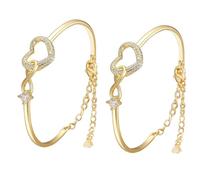 LNBLAKBXBD Always In My Heart - Pulsera de corazón infinito, pulsera de corazón infinito, pulsera para madre e hija, pulsera de corazón de circonita ajustable, regalo para mujer, One Size, Cobre, Sin