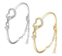 LNBLAKBXBD Always In My Heart - Pulsera de corazón infinito, pulsera de corazón infinito, pulsera para madre e hija, pulsera de corazón de circonita ajustable, regalo para mujer, One Size, Cobre, Sin
