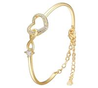 LNBLAKBXBD Always In My Heart - Pulsera de corazón infinito, pulsera de corazón infinito, pulsera para madre e hija, pulsera de corazón de circonita ajustable, regalo para mujer, One Size, Cobre, Sin