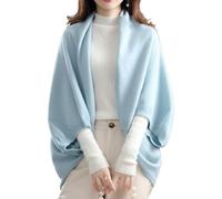 LNBLAKBXBD Chal cálido de Doble propósito de Cachemira sintética, Bufanda de Lana con Mangas para Mujer (One Size,Blue)