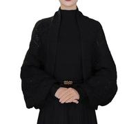 LNBLAKBXBD Chales y Bufandas Suaves para Mujer con Mangas, chales de Punto de Ganchillo (Black,One Size)