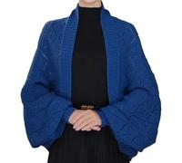 LNBLAKBXBD Chales y Bufandas Suaves para Mujer con Mangas, chales de Punto de Ganchillo (Blue,One Size)