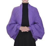 LNBLAKBXBD Chales y Bufandas Suaves para Mujer con Mangas, chales de Punto de Ganchillo (Purple,One Size)